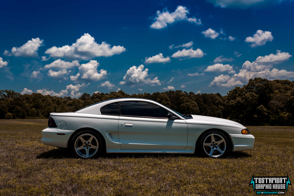 2005 Ford Mustang Wrapped in 3M Satin White - Testament Graphic House Denver NC