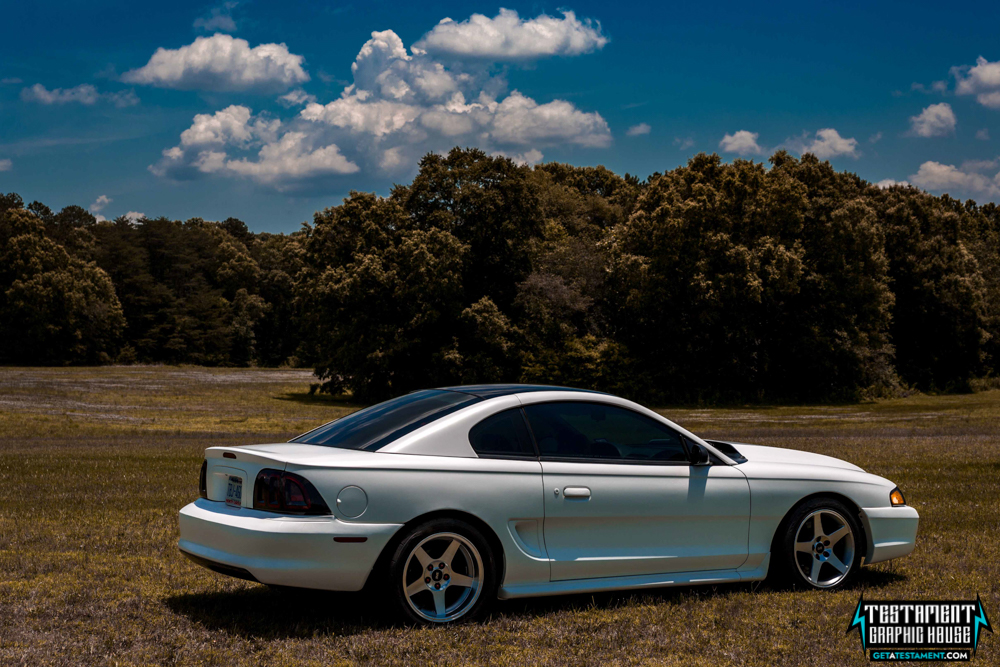 2005 Ford Mustang Wrapped in 3M Satin White - Testament Graphic House Denver NC