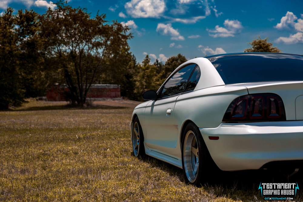 2005 Ford Mustang Wrapped in 3M Satin White - Testament Graphic House Denver NC